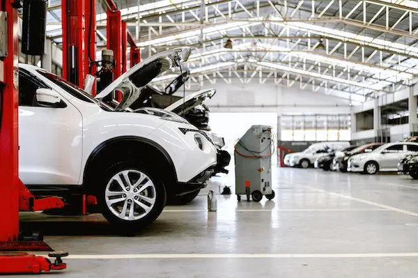 parts department showing a customer the service department